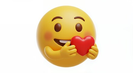 Fototapeta premium Holding Heart Emoji Giving Love and Affection on a White Background
