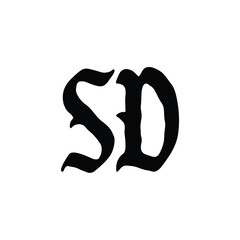 SD monogram logo design letter text name symbol monochrome logotype alphabet character simple logo