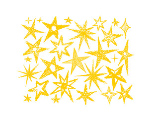 Crayon stars sign set Vector pencil art hand drawn