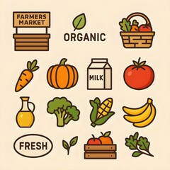 set of organic vegetables