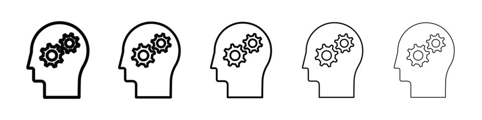 Thinking icon logo in stroke lines collection