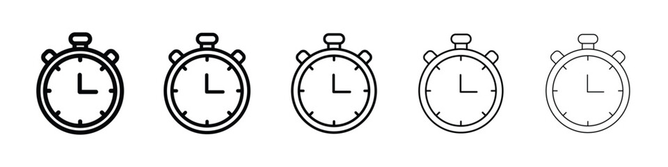 Timer icon logo in stroke lines collection