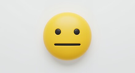 Isolated Yellow Circle Face with Neutral Expression on White Background