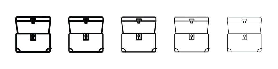 Treasure chest icon logo in stroke lines collection