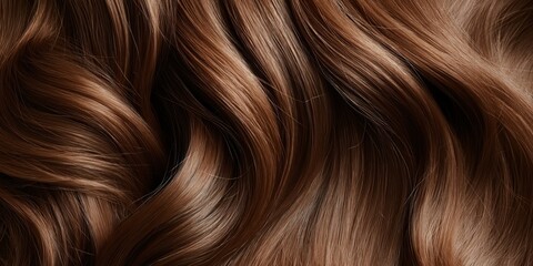 Naklejka premium A closeup view of a bunch of shiny curls brown hair.