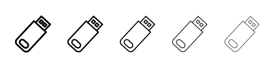 USB pendrive icon logo in stroke lines collection