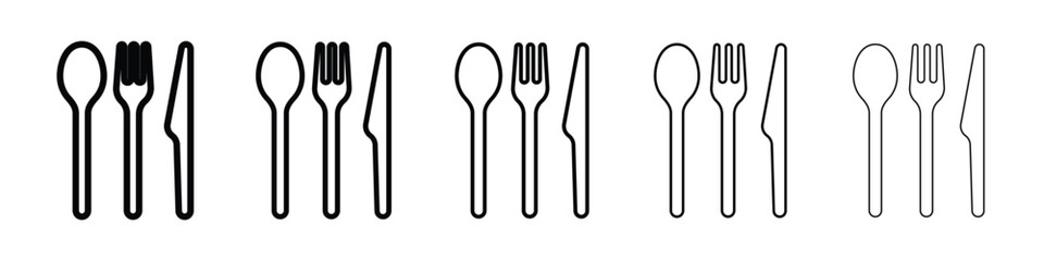 Utensils icon logo in stroke lines collection