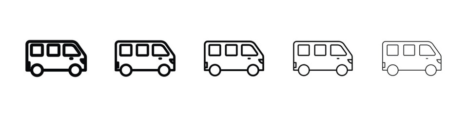 Van icon logo in stroke lines collection