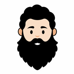 Cartoon man with curly hair and long beard