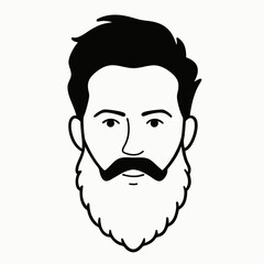 Simple line drawing of a man with a beard
