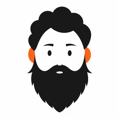 Simple illustration of a bearded man with curly hair