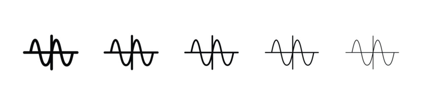 Wave sine icon logo in stroke lines collection
