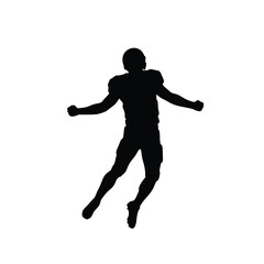 Black Silhouette of American Football Player Spinning Joyfully