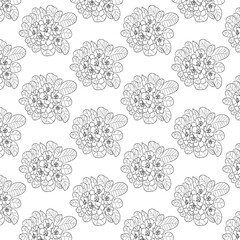 Obraz premium pattern of painted strawberry flowers with leaves around