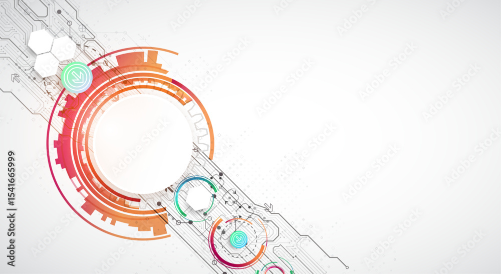 Aufkleber Abstraction on the theme of tech circles. Scientific and technological background. Vector background.