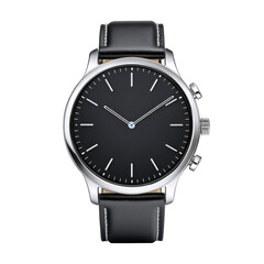 Sleek and Modern Black Smart Watch with Stainless Steel Case and Leather Strap for Stylish Accessories