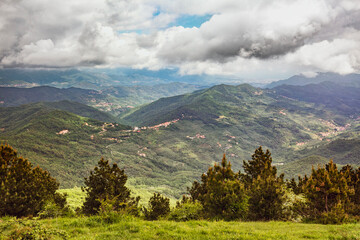 Italian Mountain Landscape from Pizzo Evigno Ligurian Hills.