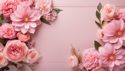 romantic floral background with pink blooms for wedding and invitation designs