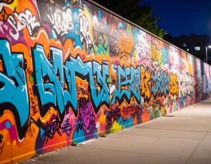 Urban graffiti wall detail 