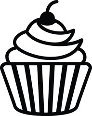 Cupcake Icon Outline Vector Illustration
