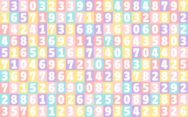 All Math Numbers 0-9 digits colorful seamless vector Mosaic Pattern, educational design for children, kids, kindergarten wallpapers, back to school, studying Math classes lessons, playroom, classroom