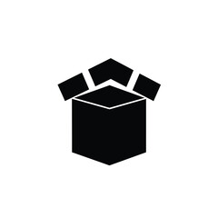 Black Silhouette Vector Open Square Gift Box Icon present