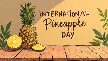 International Pineapple Day Creative Banner with Pineapple and Typography on Nice Background