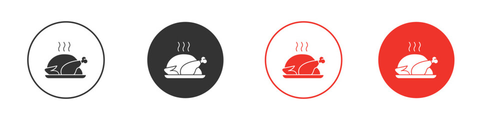 Baked turkey icon Logos. Flat Vector Icon Design Template