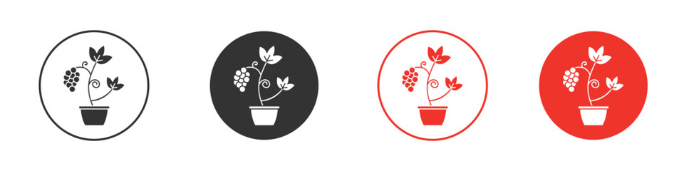 Berry shrubs and vines icon Logos. Flat Vector Icon Design Template