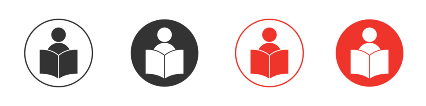 Book open reader icon Logos. Flat Vector Icon Design Template