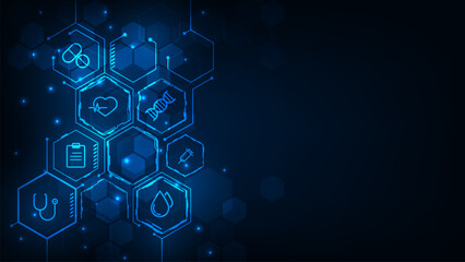 medical concept design hexagones frame geometric bacground