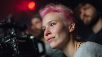 Young female cinematographer.