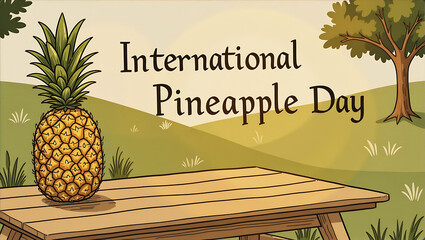 International Pineapple Day Creative Banner with Pineapple and Typography on Nice Background