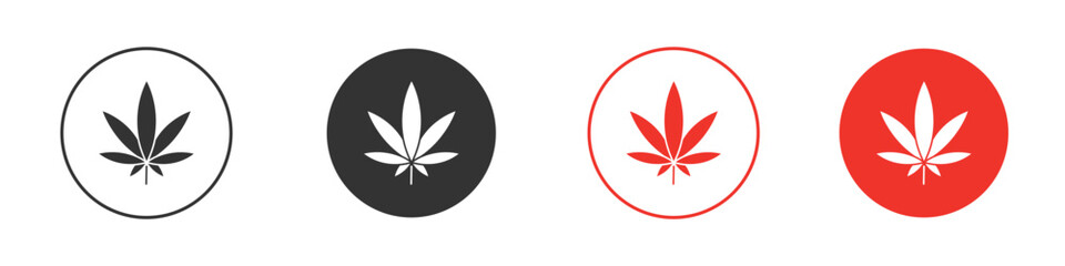 Cannabis leaf icon Logos. Flat Vector Icon Design Template