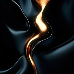 Abstract composition of a thick golden liquid flowing over the folds of black skin. Subtle reflections of light give the image volume and a noble combination of tones