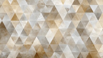 An elegant abstract background of geometric triangles with luxurious marble and stone textures in a soft beige and white color palette