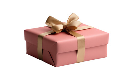 Obraz premium A beautifully wrapped pink gift box with a golden ribbon, perfect for celebrations and special occasions.