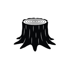 Black Silhouette Tree Stump Vector Icon White Background