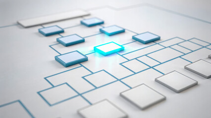 vacancy job. Abstract diagram with interconnected boxes, showcasing a flowchart or organizational structure in a modern design.