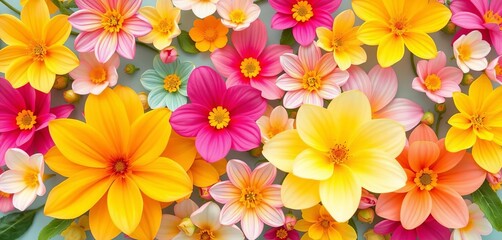 Obraz premium Abstract pastel floral wallpaper, vibrant summer blooms in flat design, pastel, pattern