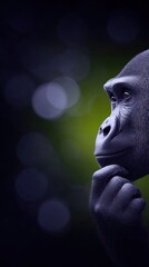 Gorilla portrait in profile, thoughtful gaze
