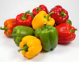 Colorful Assortment of Fresh Bell Peppers Red Green Yellow Orange Healthy Vegetables