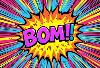 Cartoon bomb explosion; bright colors, dynamic comic style burst,  smoke,   texture