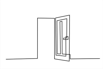 door, open, inside, freedom, interior, business, indoor, outline, home, success, house, continuous, single line, office, welcome, way, front, graphic, apartment, conceptual, doodle, draw, future, hope