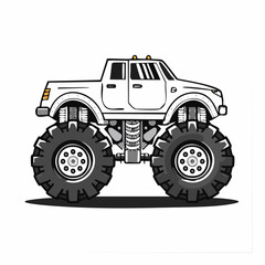 Monster Trucks Vector Art. Illustration of a Monster Truck image vector isolated on white background.