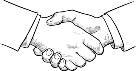 Handshake Between Two Professionals Silhouette – Vector Symbol of Partnership and Business Agreement