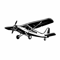 A small single-engine plane flying overhead against the sky image vector.