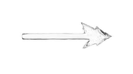 Stylish white arrow cutout, isolated on a transparent background for design purposes.