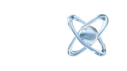 Stylized atomic model, clear atom structure, isolated on white background.
