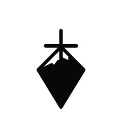 Black Silhouette Vector Elevation Marker Icon White Background